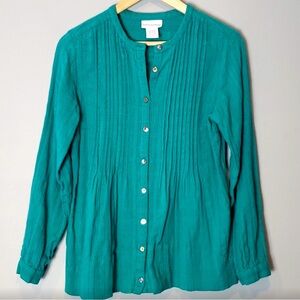 SOLD- 🔴 Soft Surroundings Green Button Down